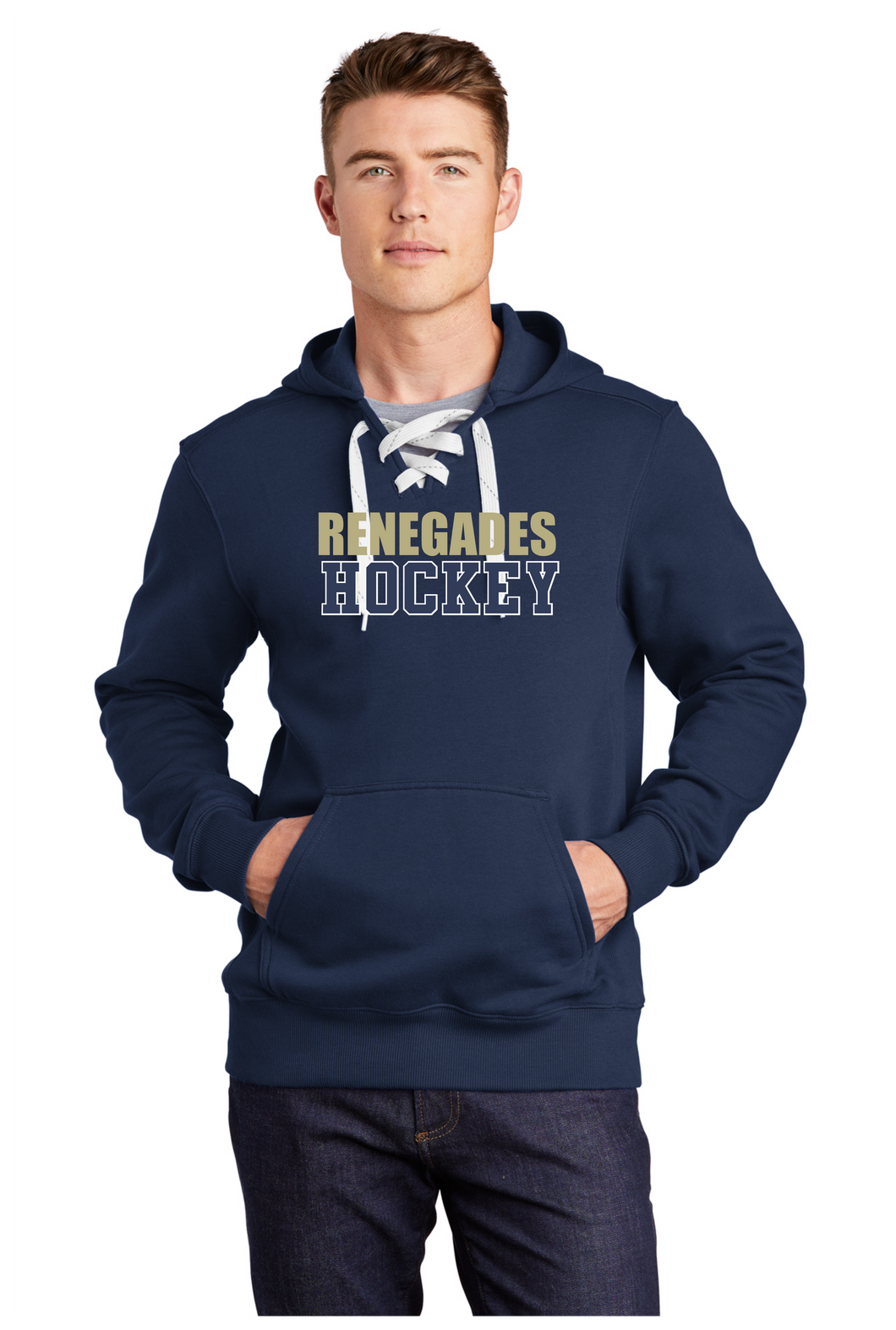 Renegades  Hockey  Hoodie with laces- 3 color Print design.