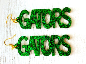 Laser Acrylic Team Earrings with your Team name. Gators