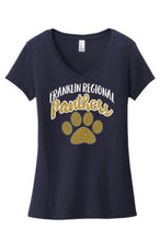 FR Wrestling 2019:Ladies Short Sleeve V NECK Ringspun Cotton T semi-Fitted Style(Glitter and stones)